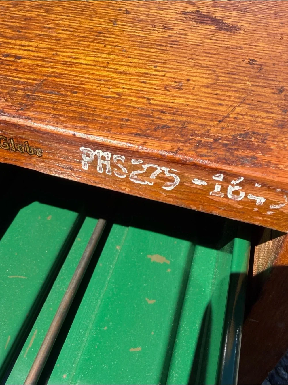 Antique Wooden Single Drawer Index Catalog Card File - Recipe Library Globe